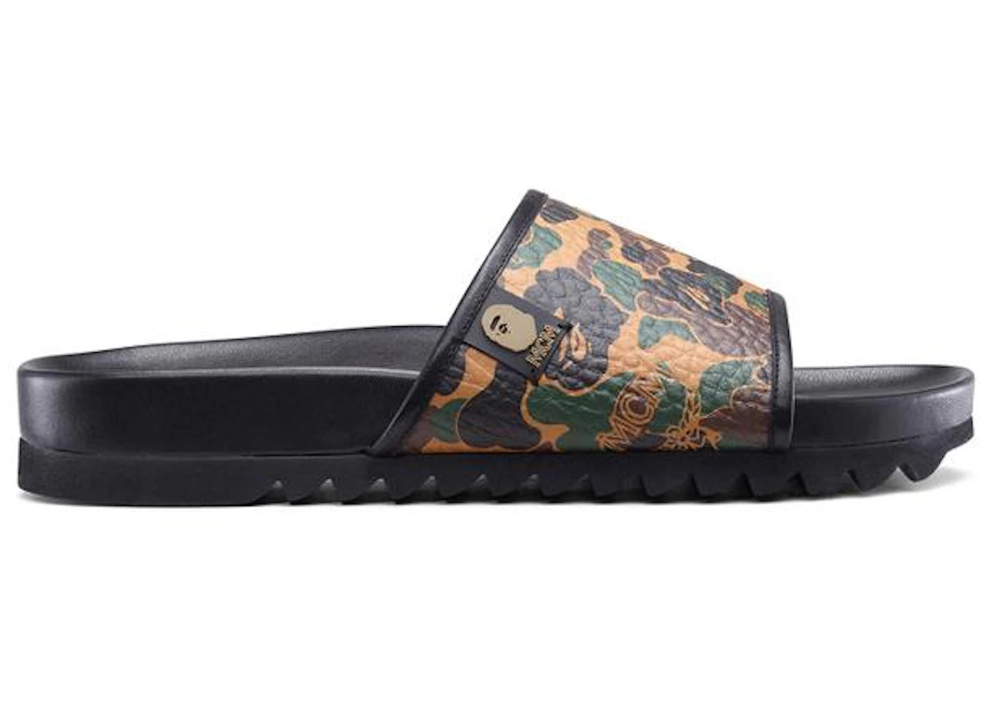 BAPE x MCM Camo Slide Sandals Brown