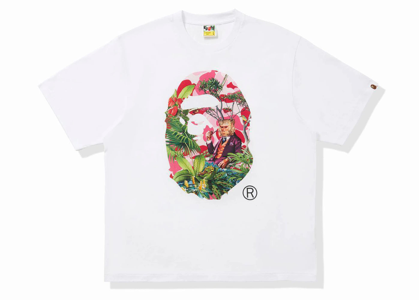 BAPE x Monkey 47 Ape Head Tee White Pink