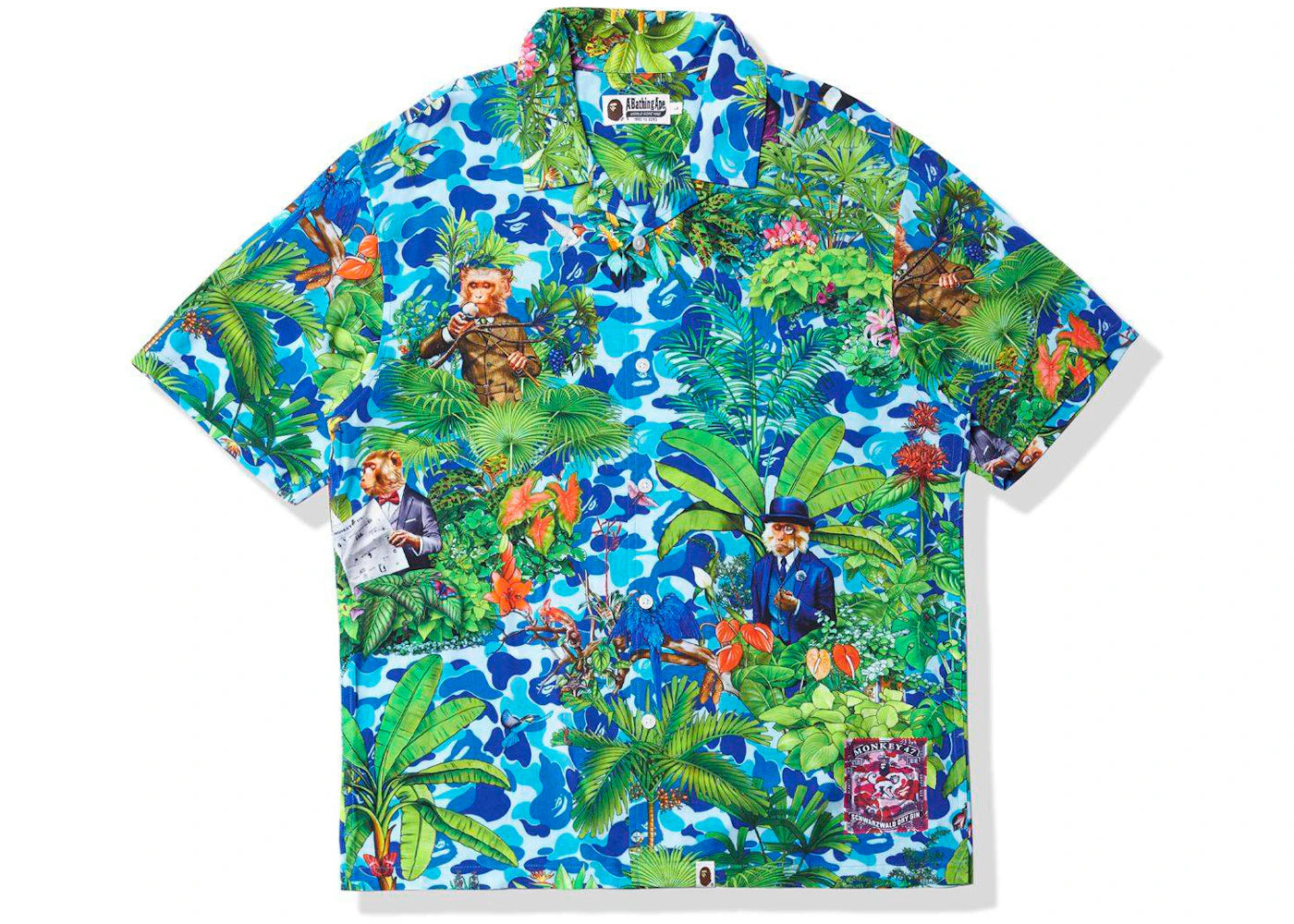 BAPE x Monkey 47 Open Collar S/S Shirt Blue