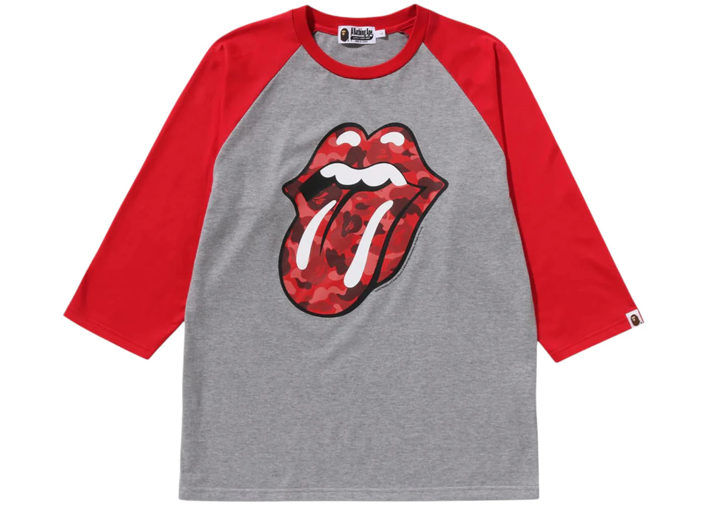 BAPE x Rolling Stones 3/4 Sleeve Tee Red