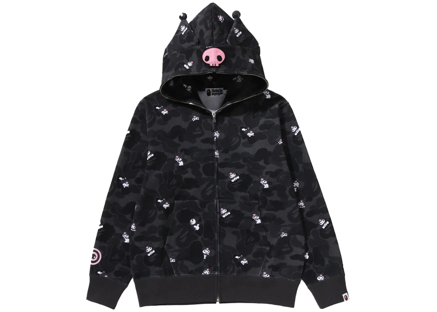 BAPE x Sanrio Characters Kuromi Camo Full Zip Hoodie (Ladies) Black