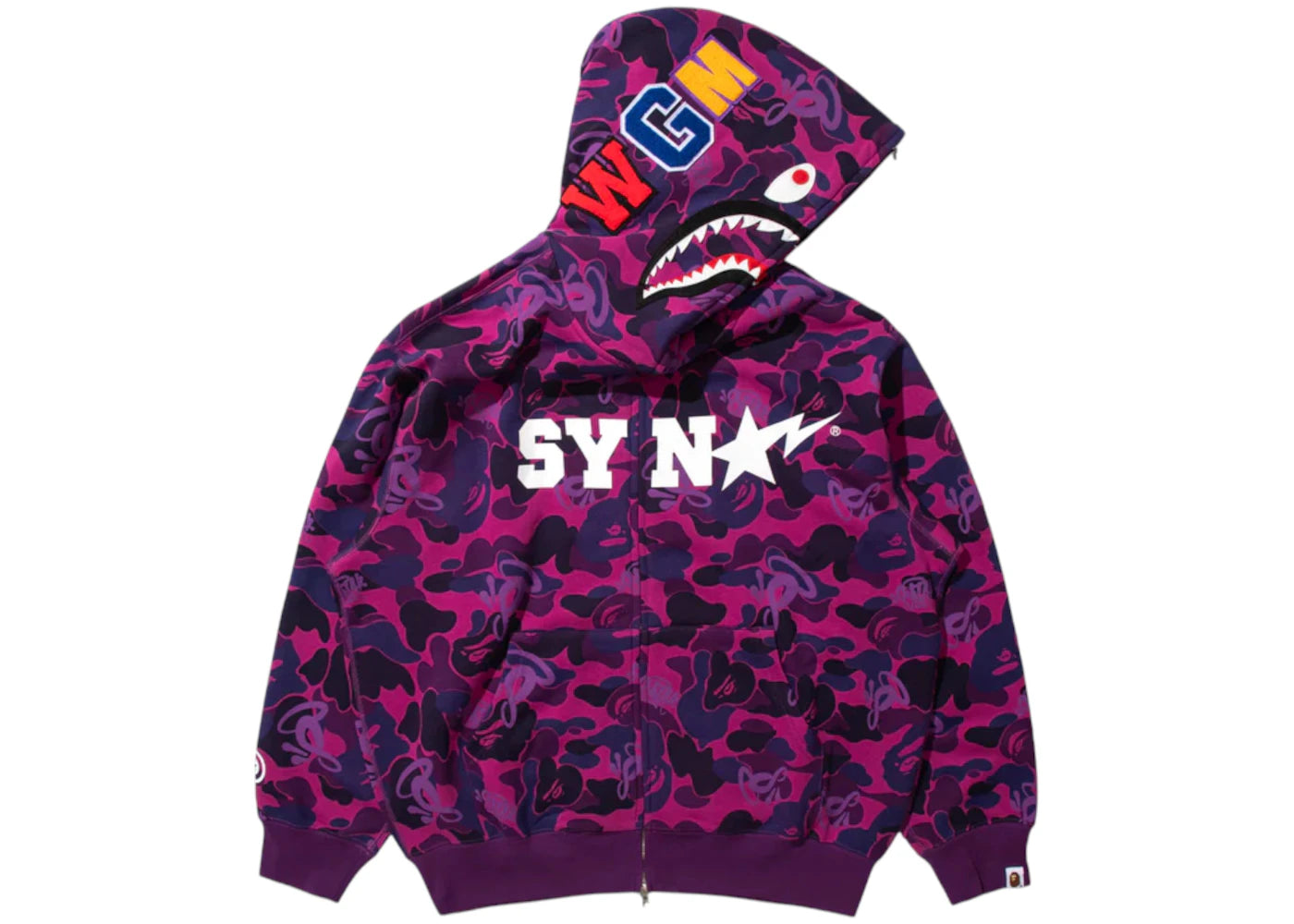 BAPE x Spotify x Central Cee Camo Shark Full Zip Hoodie Purple