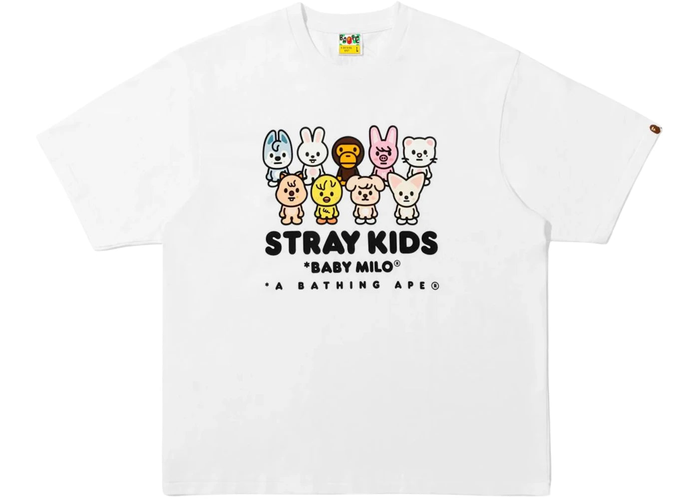 BAPE x Stray Kids Baby Milo With Skzoo Family Relaxed Fit Tee White