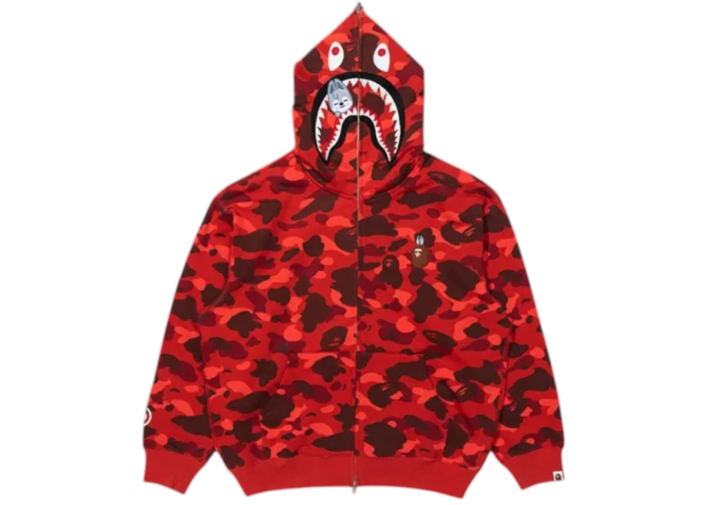 BAPE x Stray Kids Bang Chan Shark Full Zip Hoodie Red