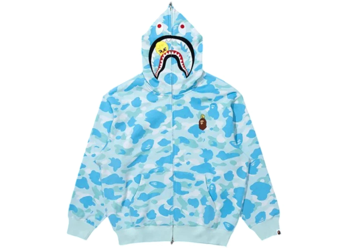 BAPE x Stray Kids Felix Shark Full Zip Hoodie Light Blue
