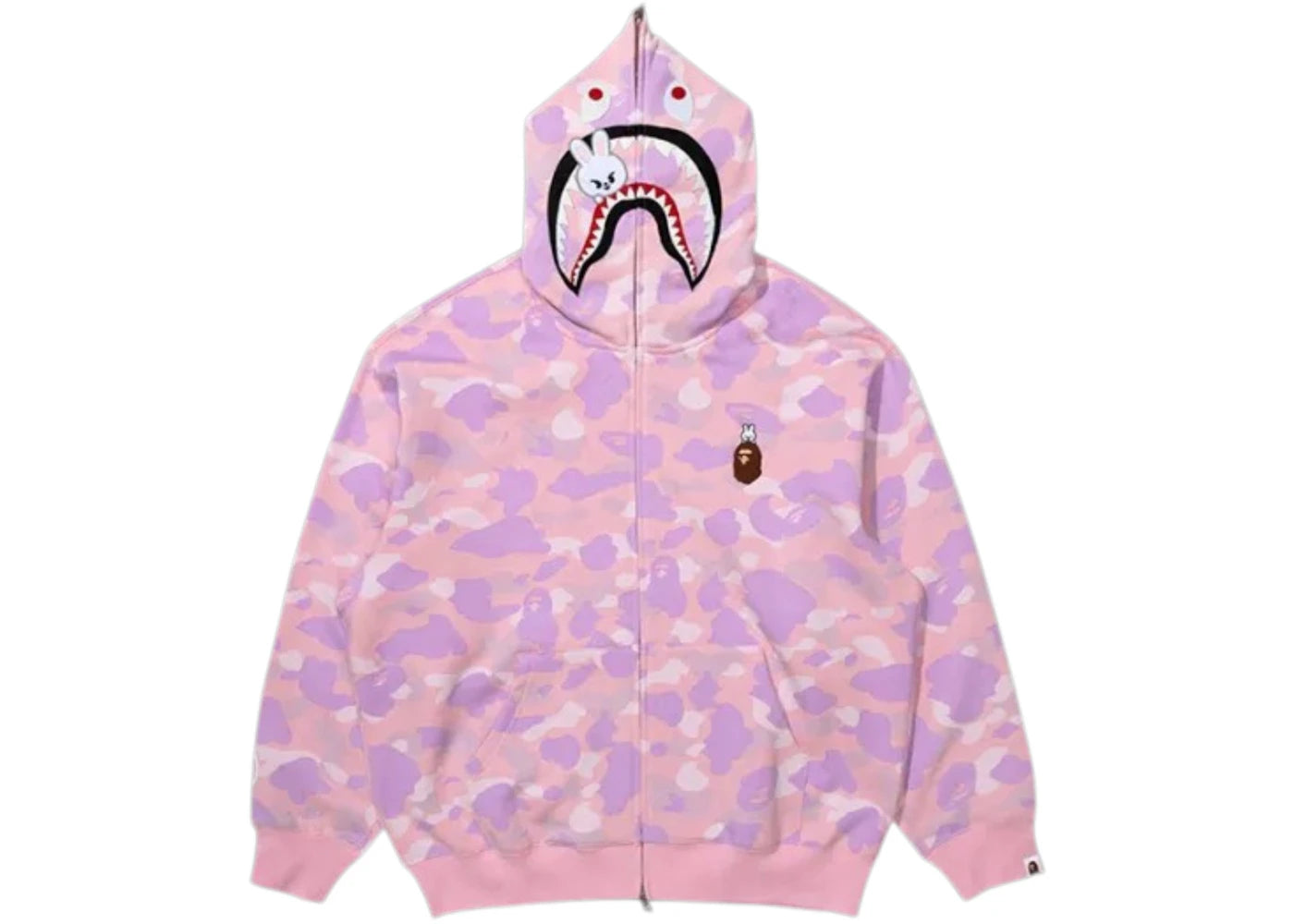 BAPE x Stray Kids Lee Know Shark Full Zip Hoodie Pink