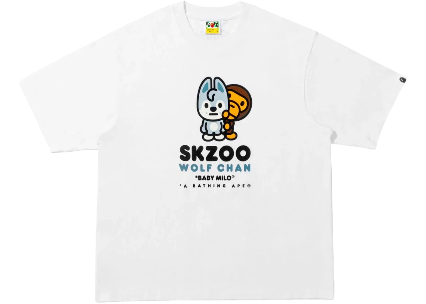 BAPE x Stray Kids Wolf Chan Baby Milo Tee White