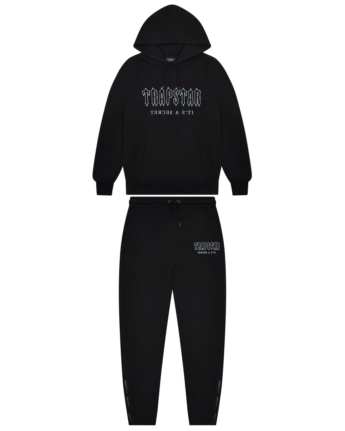 Trapstar Decoded Solid Chenille Hooded Tracksuit - Black/Blue