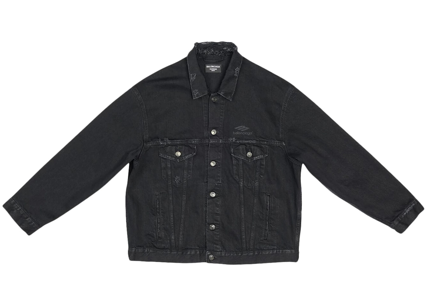 Balenciaga 3B Sports Icon Large Fit Japanese Denim Jacket Black/Black Logo