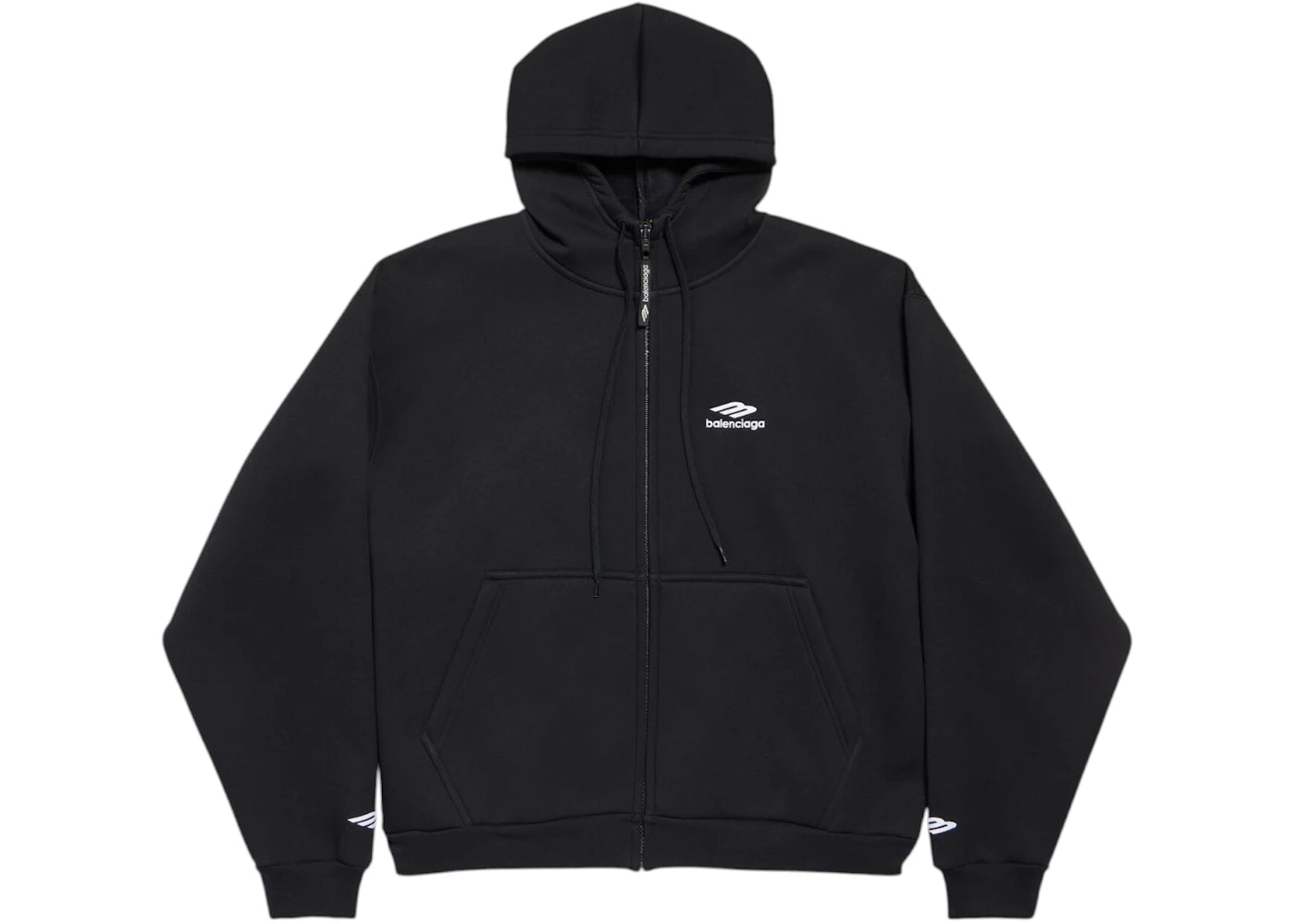 Balenciaga 3B Sports Icon Zip-Up Hoodie Black/White