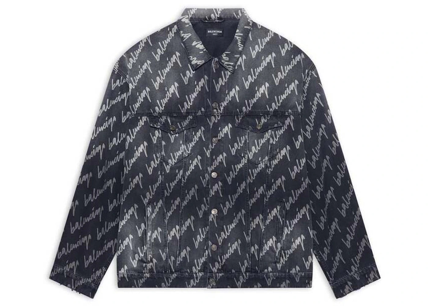 Balenciaga Allover Logo Oversized Jacket Black