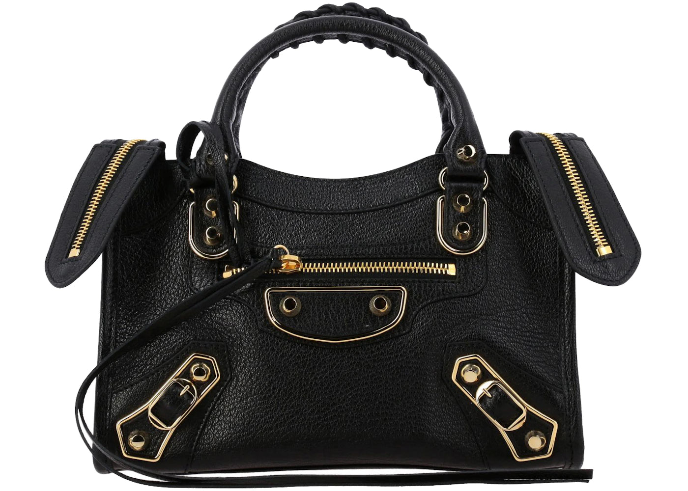 Balenciaga Arena City Top Handle Bag Metallic Edge Black