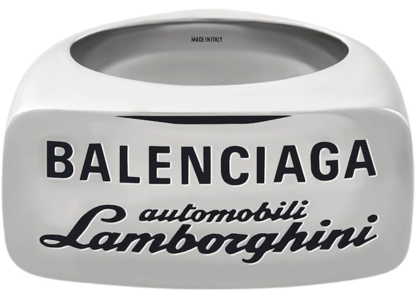 Balenciaga Automobil Lamborghini Signet Ring Ring Shiny Silver