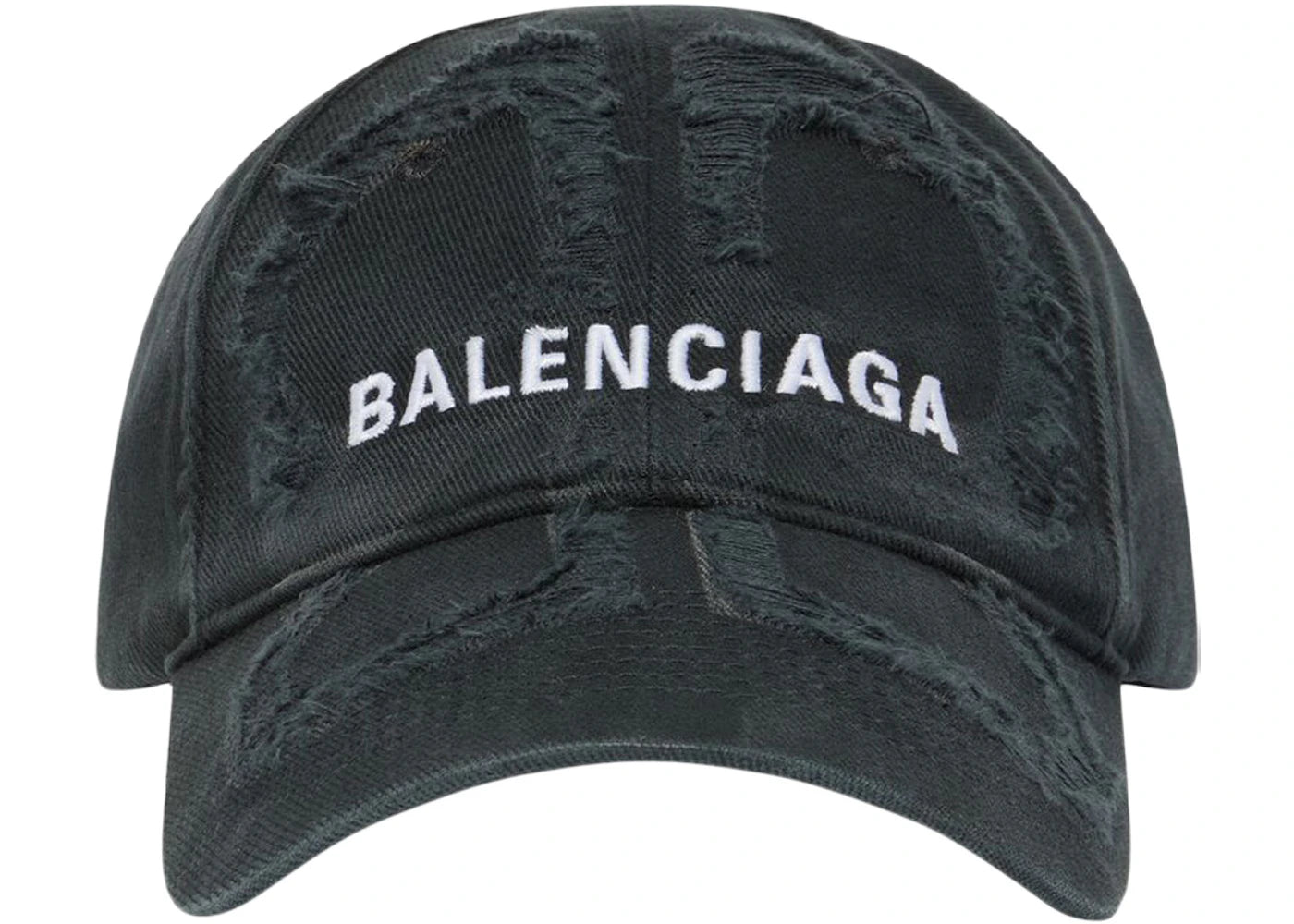Balenciaga BB Laser Destroyed Velcro Tab Cap Black/White