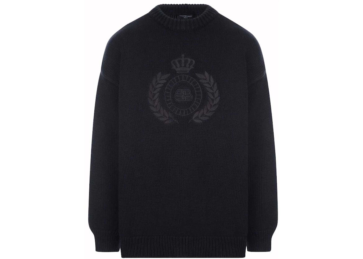 Balenciaga BB Laurel Crown Logo Crewneck Knitted Sweater Black