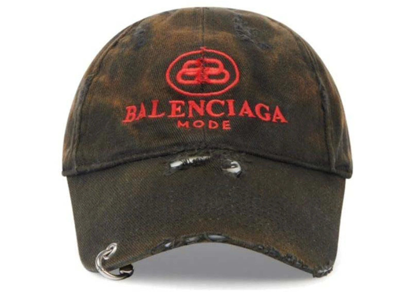 Balenciaga BB Mode Destroyed Piercing Baseball Cap Brown