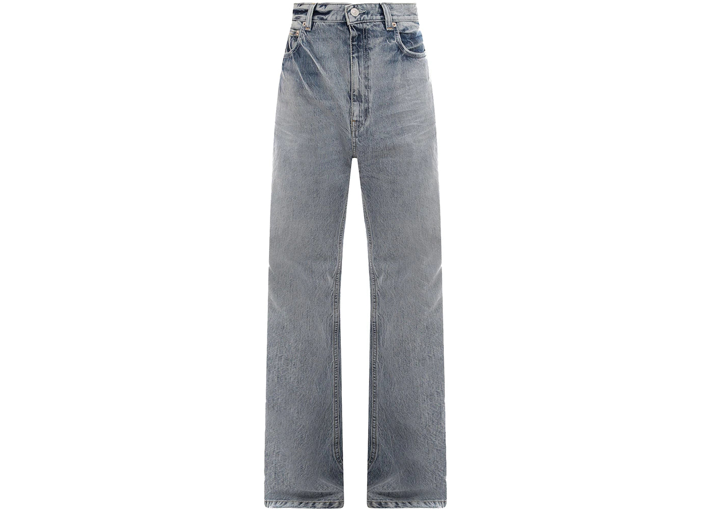Balenciaga Back Logo Patch Cotton Jeans Blue