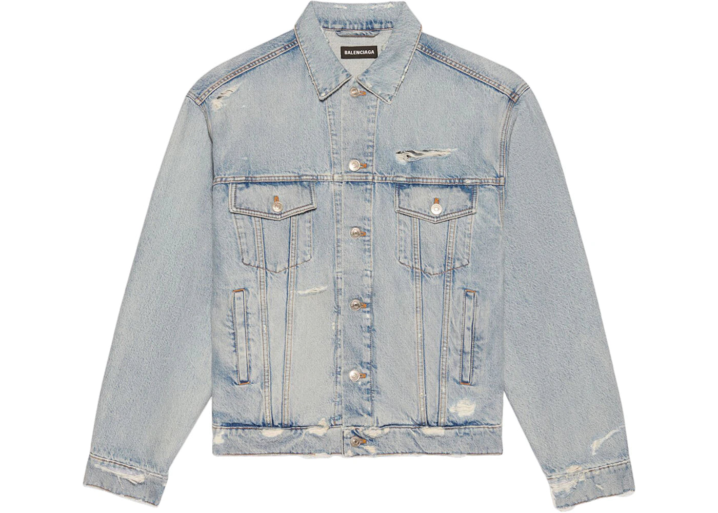 Balenciaga Barcode Large Fit Denim Jacket Blue