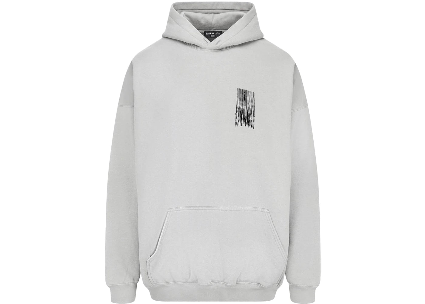 Balenciaga Barcode Logo Fleece Boxy Hoodie Grey