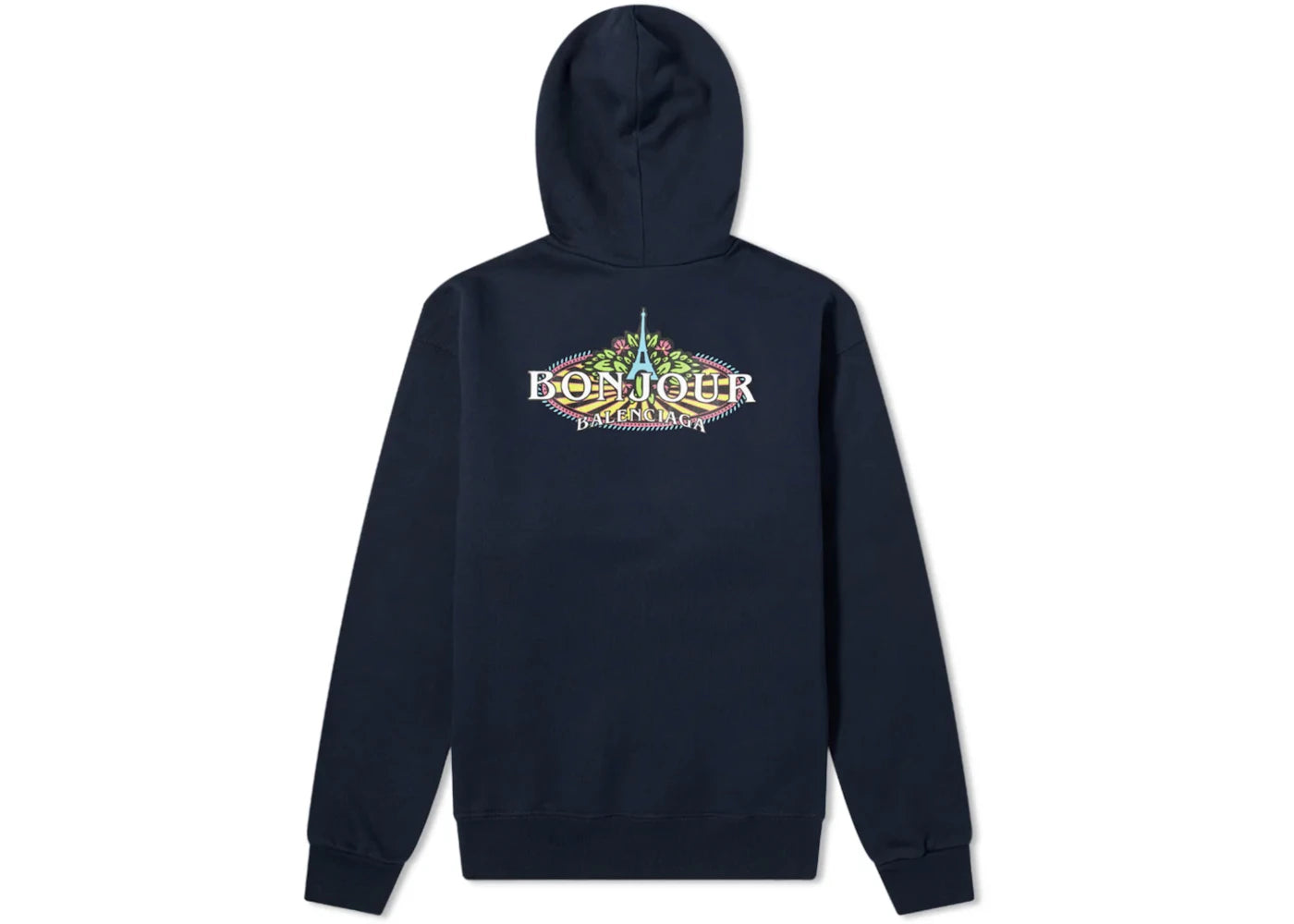 Balenciaga Bonjour Logo Popover Hoodie Navy
