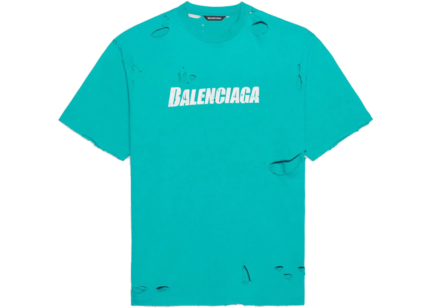 Balenciaga Caps Destroyed Flatground T-shirt Navy/White