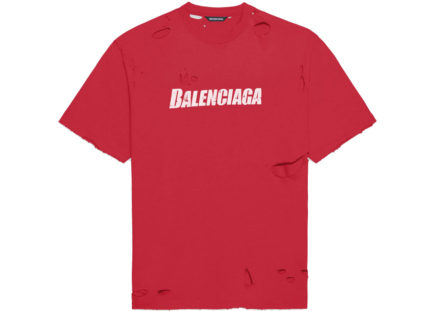 Balenciaga Caps Destroyed Flatground T-shirt Raspberry/White