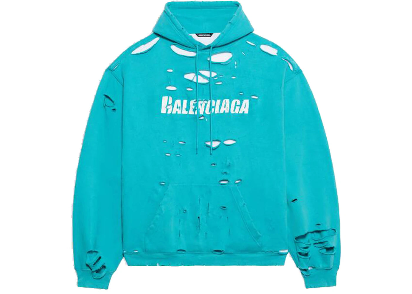 Balenciaga Caps Destroyed Hoodie Navy/White