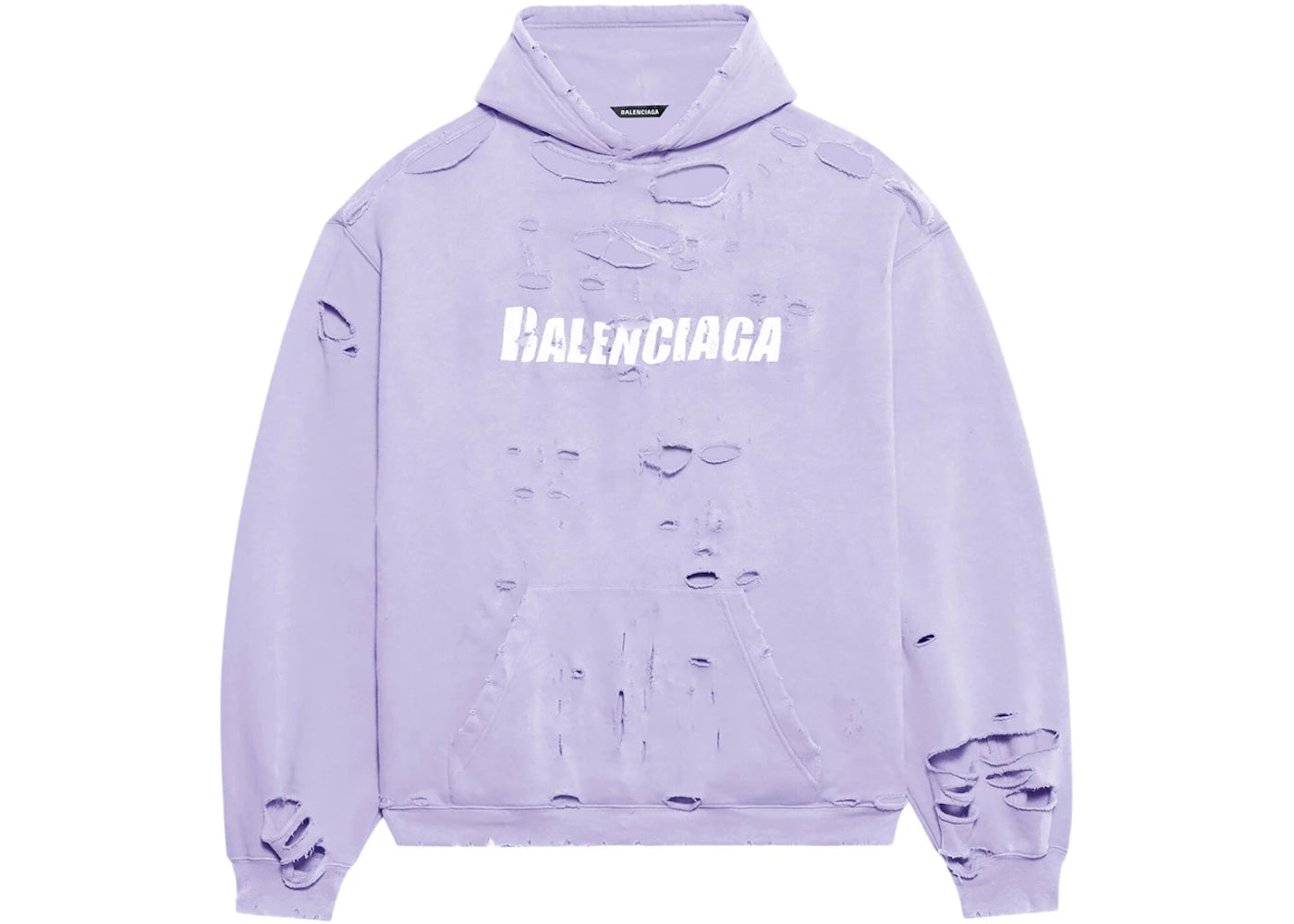 Balenciaga Caps Destroyed Oversize Fit Hoodie Light Purple/White