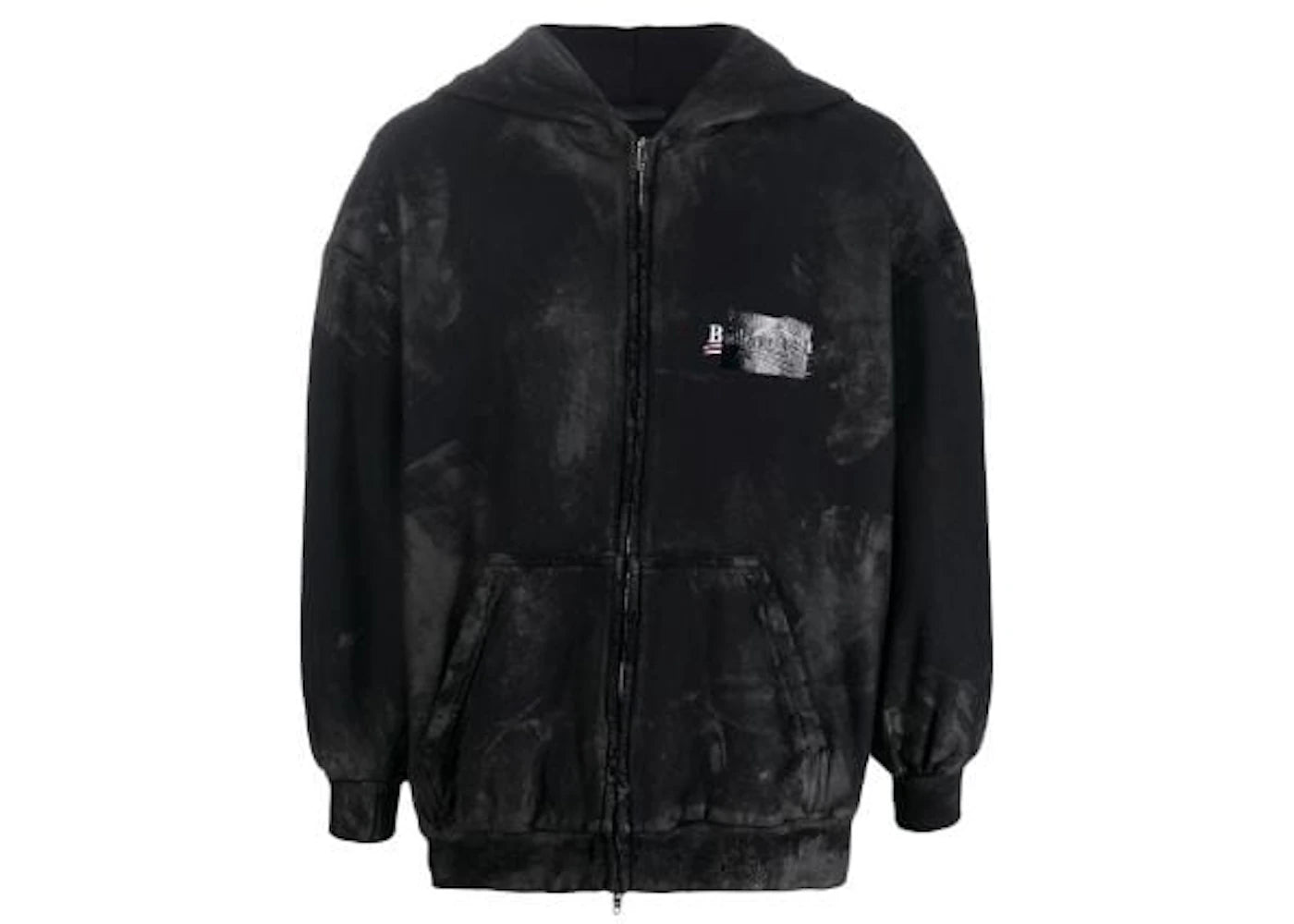 Balenciaga Cotton Front-Zip Hoodie Black