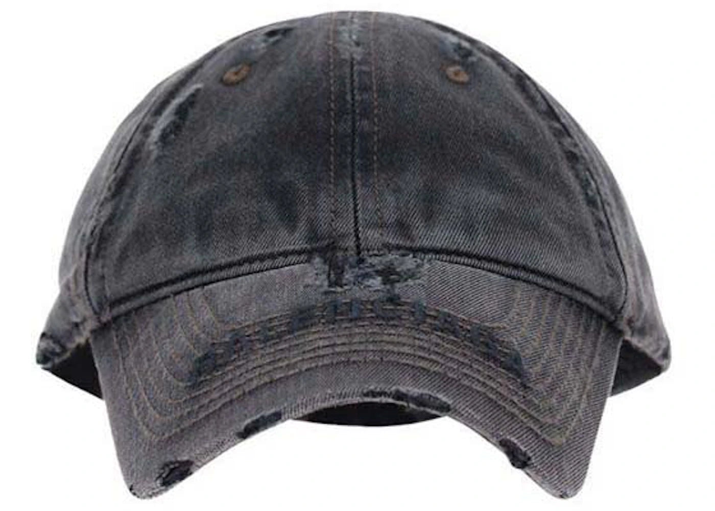 Balenciaga Distressed Denim Cap Charcoal