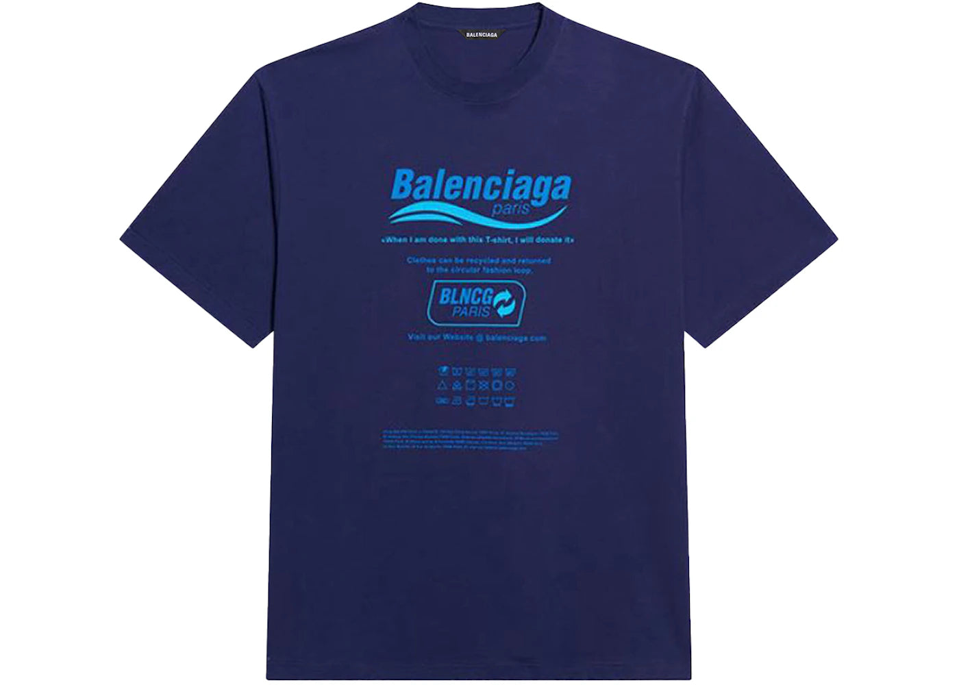 Balenciaga Dry Cleaning Boxy T-Shirt Dark Blue Vintage