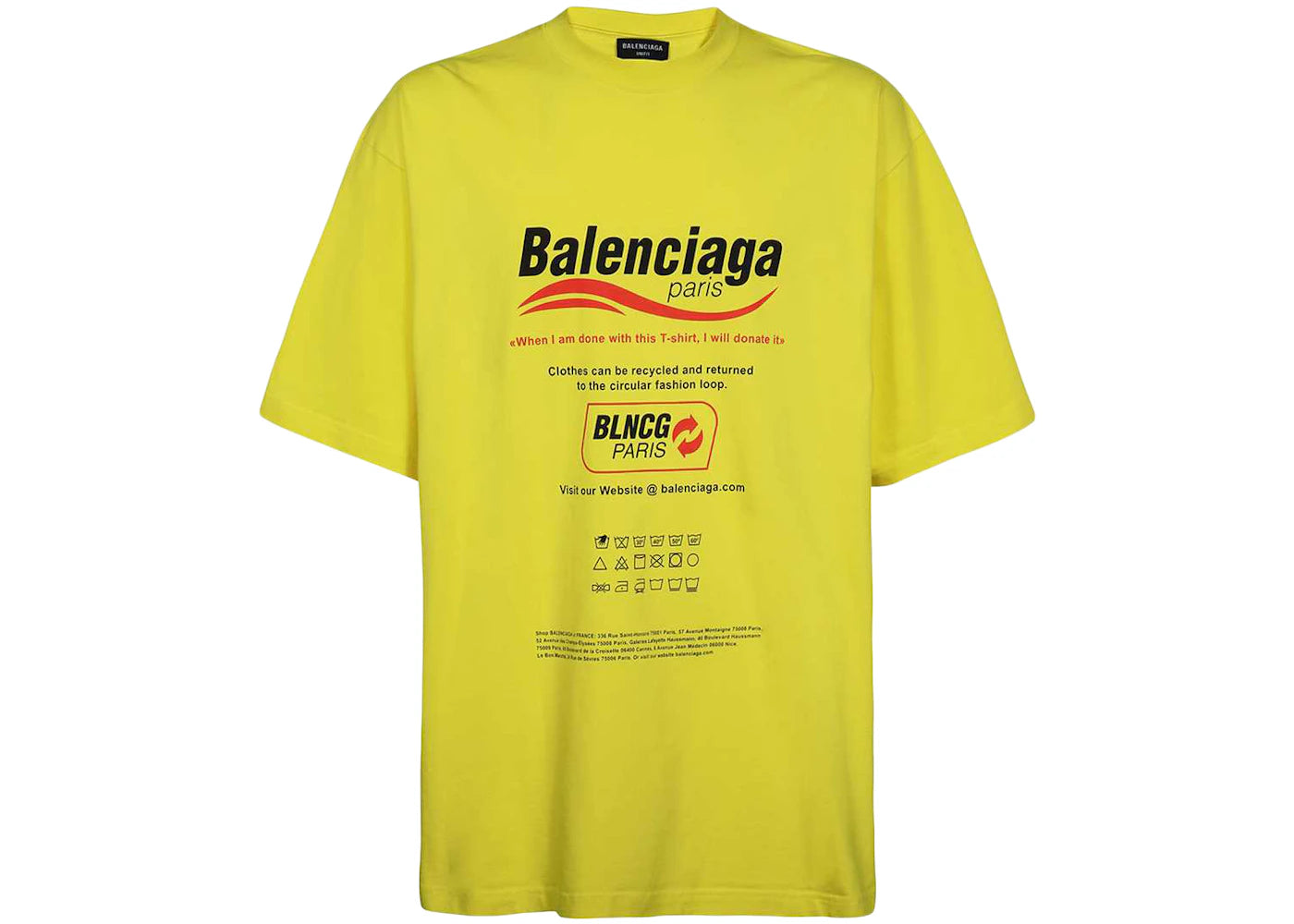 Balenciaga Dry Cleaning Boxy T-Shirt Yellow