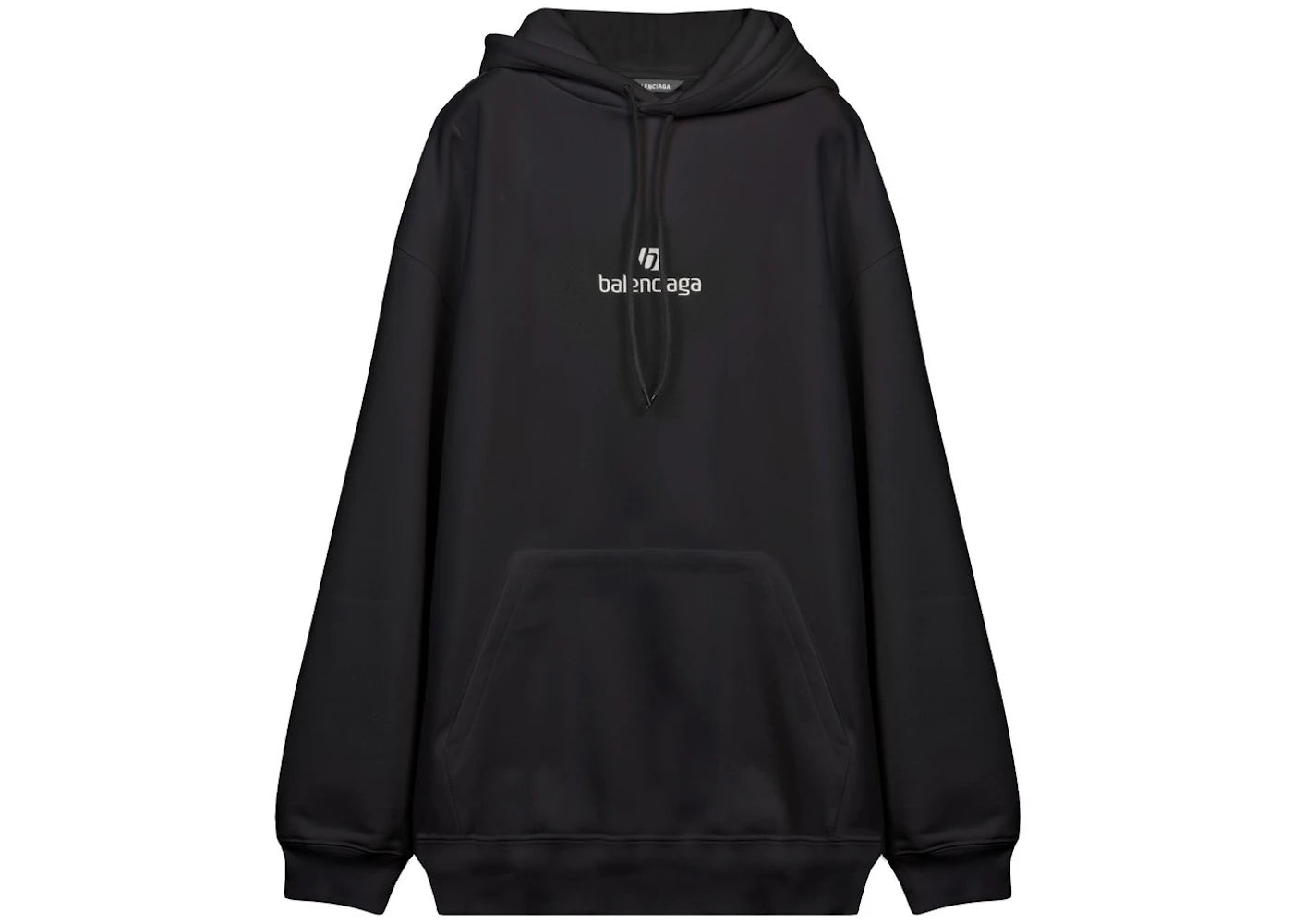 Balenciaga Embroidered Logo Hoodie Black