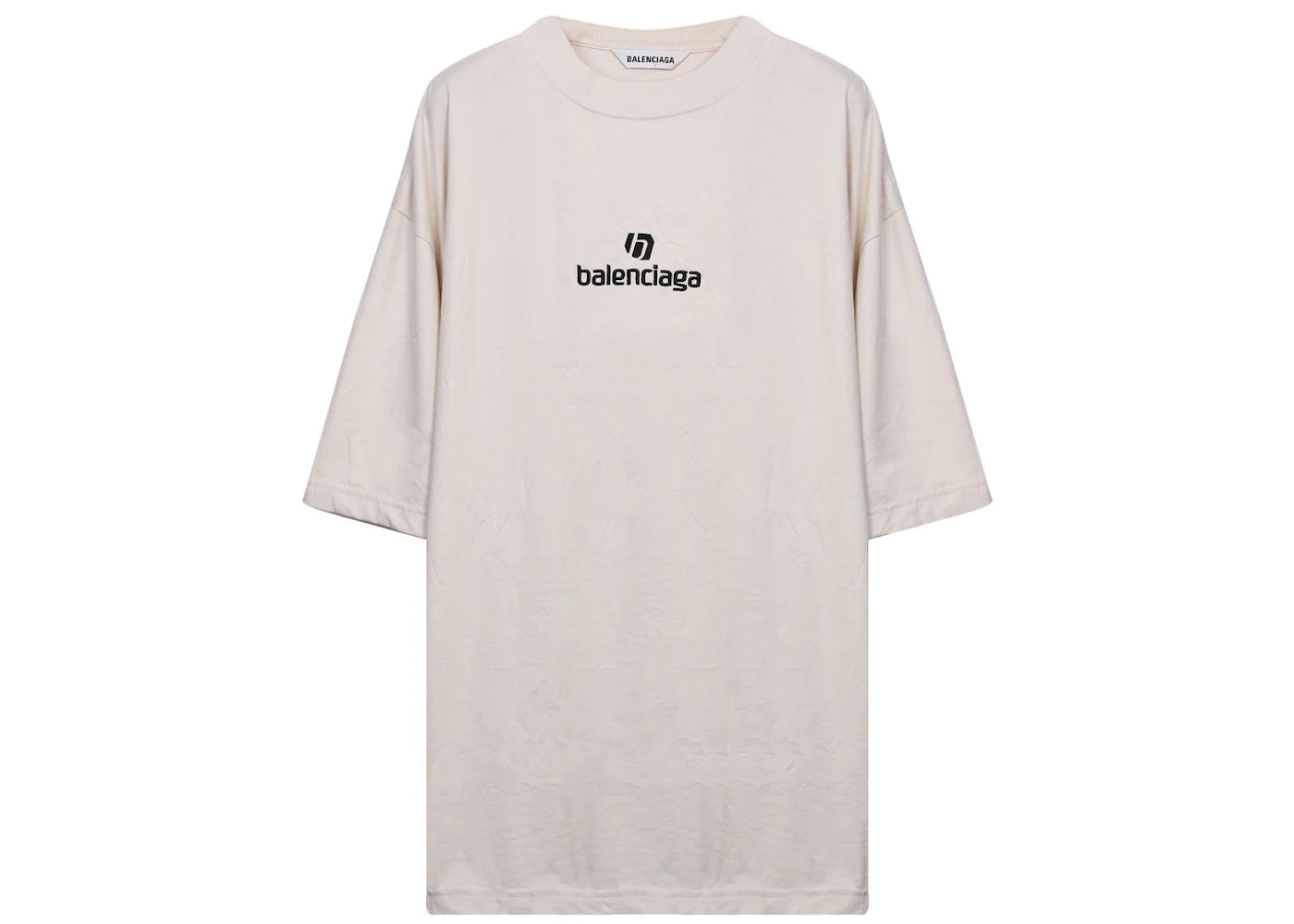 Balenciaga Embroidered Logo Oversized T-shirt Ivory
