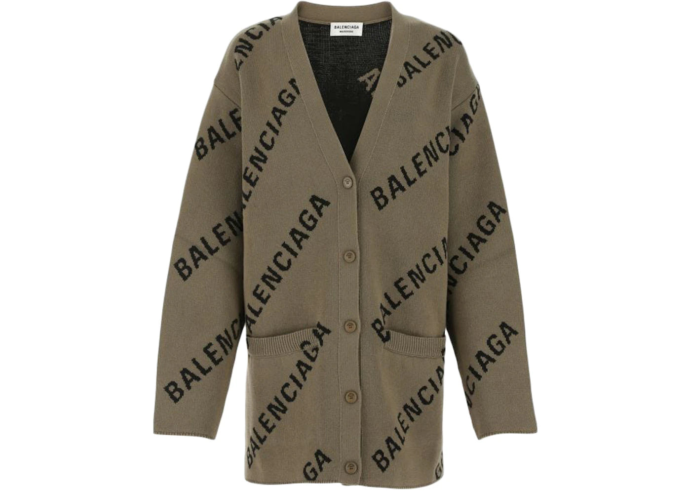 Balenciaga Embroidered Stretch Cotton Blend Oversize Cardigan Brown