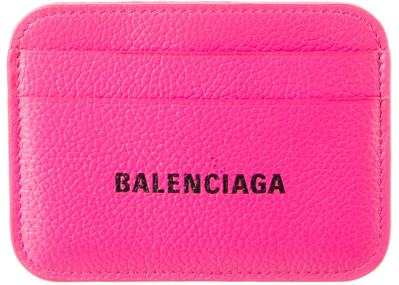 Balenciaga Grained Calfskin Logo Cash Rounded Card Holder Hot Pink/Black