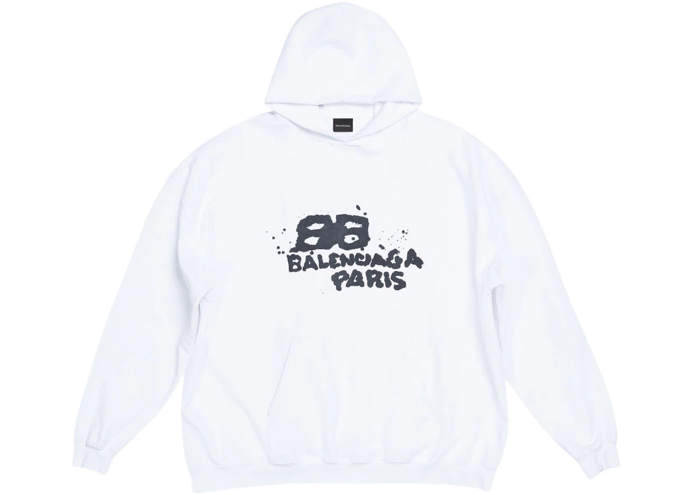 Balenciaga Hand Drawn BB Icon Large Fit Hoodie White/Black