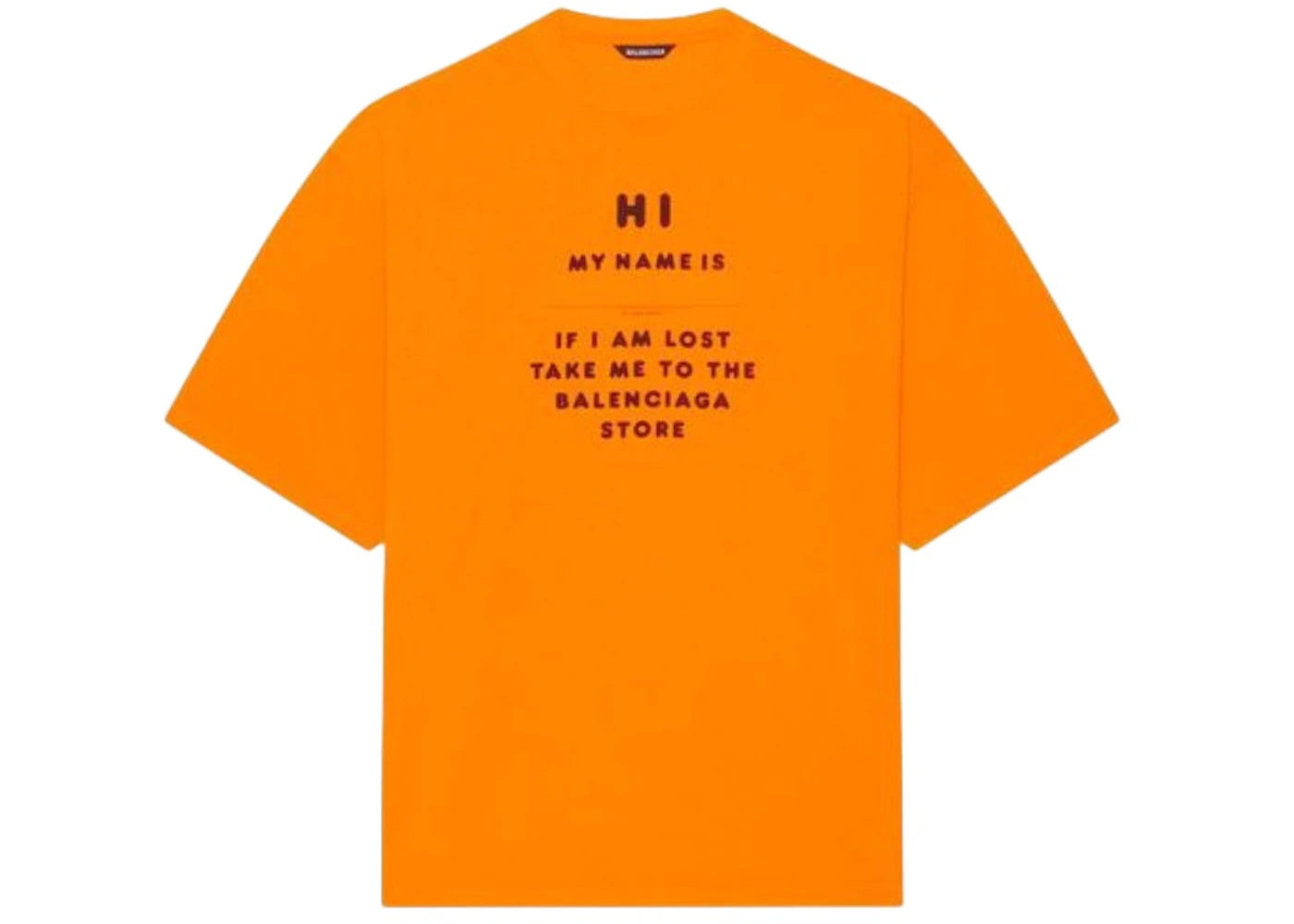 Balenciaga Hi My Name Is Wide Fit T-shirt Fluo Orange