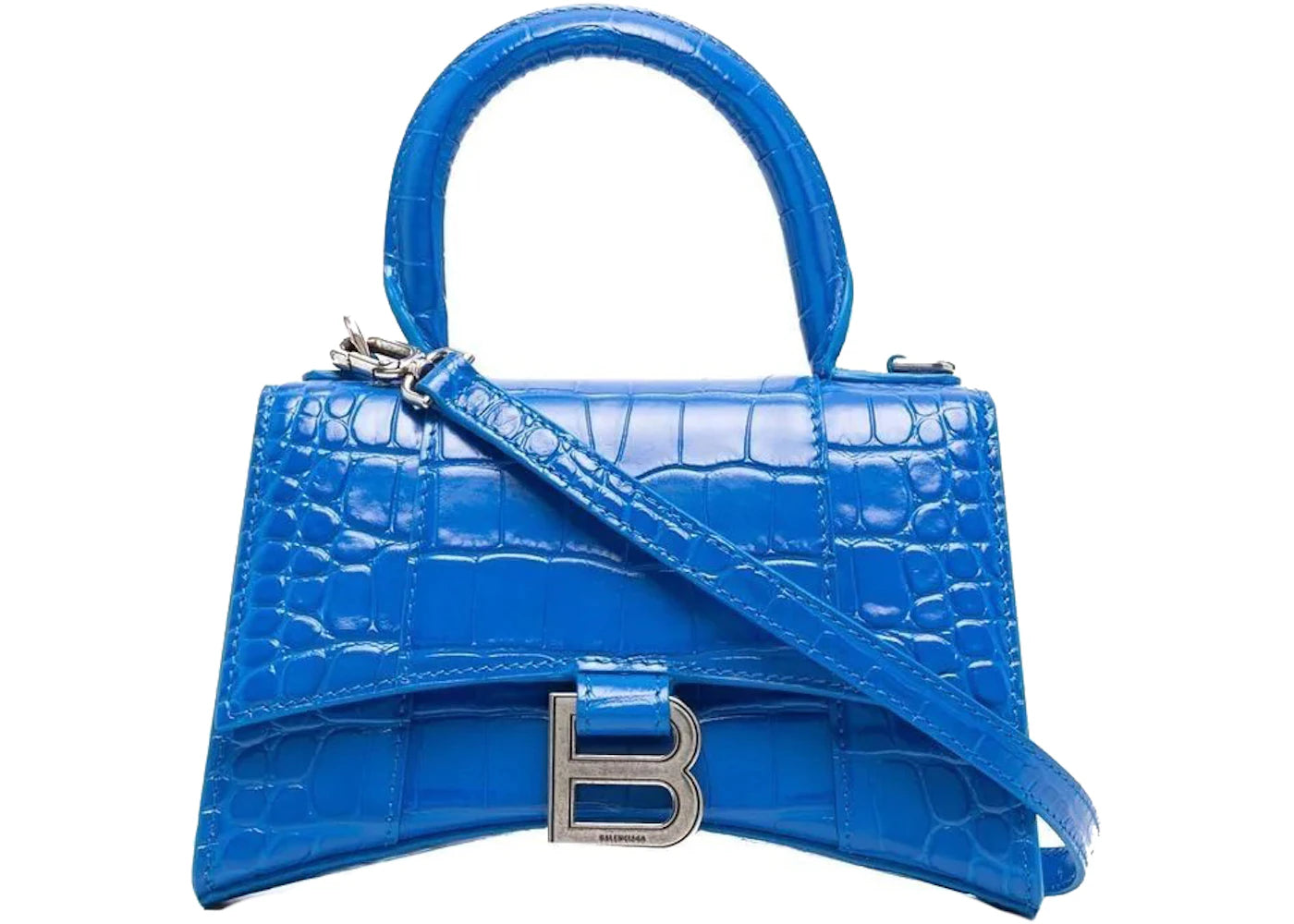 Balenciaga Hourglass XS Embossed Tote Bag Royal Blue