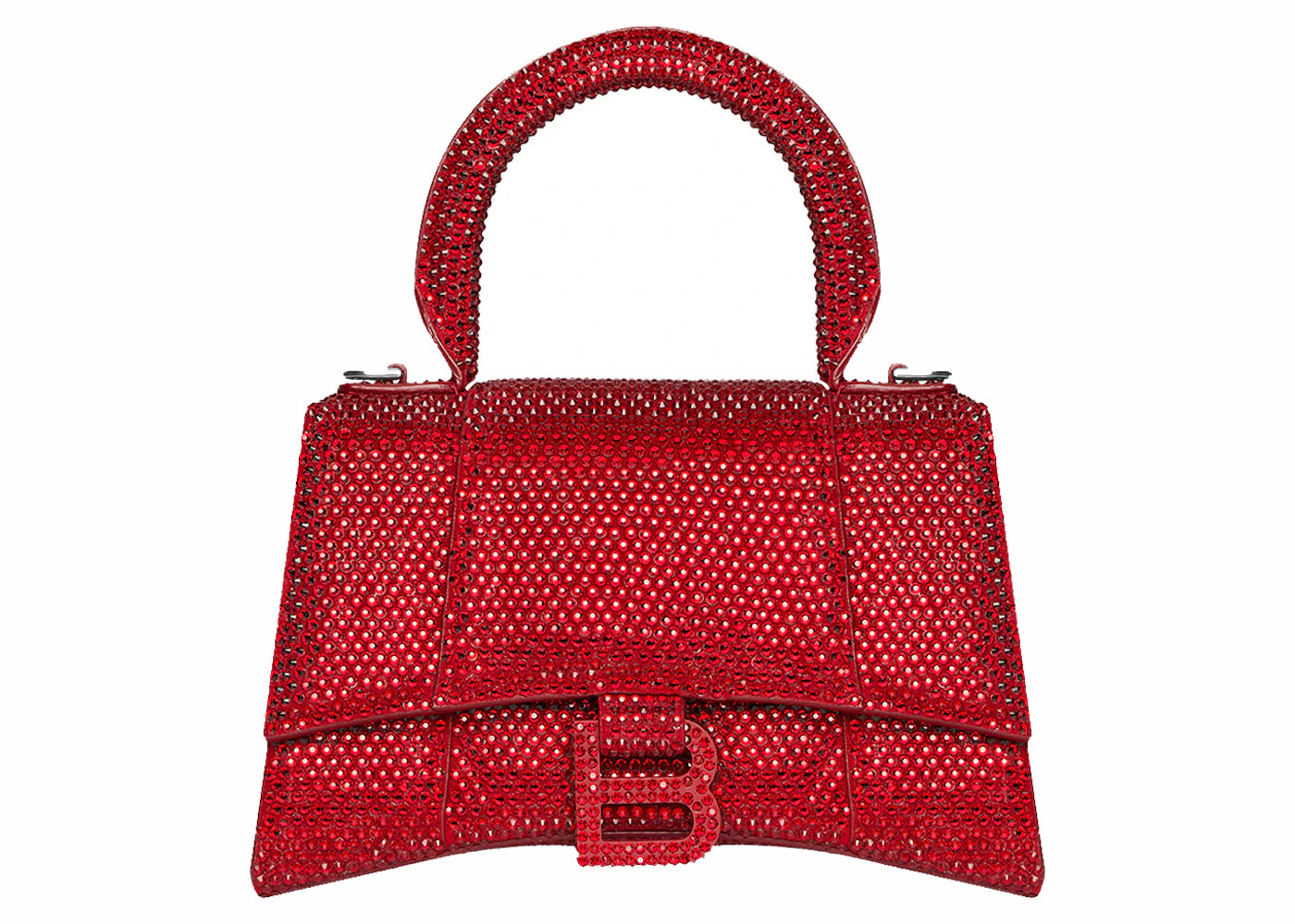 Balenciaga Hourglass XS Handbag With Rhinestones Red
