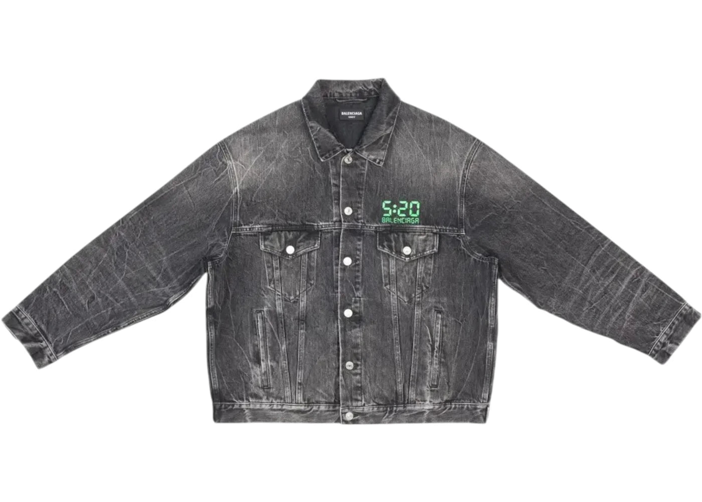 Balenciaga Large Fit Organic Japanese Denim Jacket Noir/Iceberg