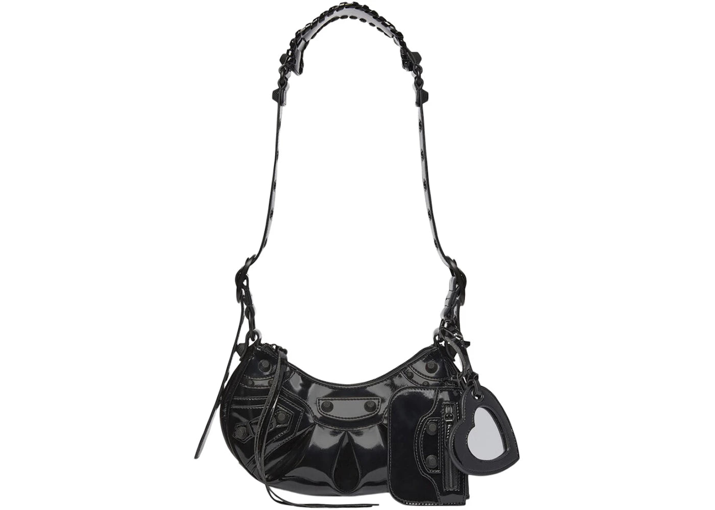 Balenciaga Le Cagole XS Shoulder Bag In Patent Fabric Black