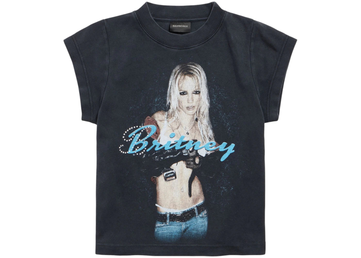 Balenciaga Music Britney Spears Series Shrunk T-shirt Faded Black/Blue