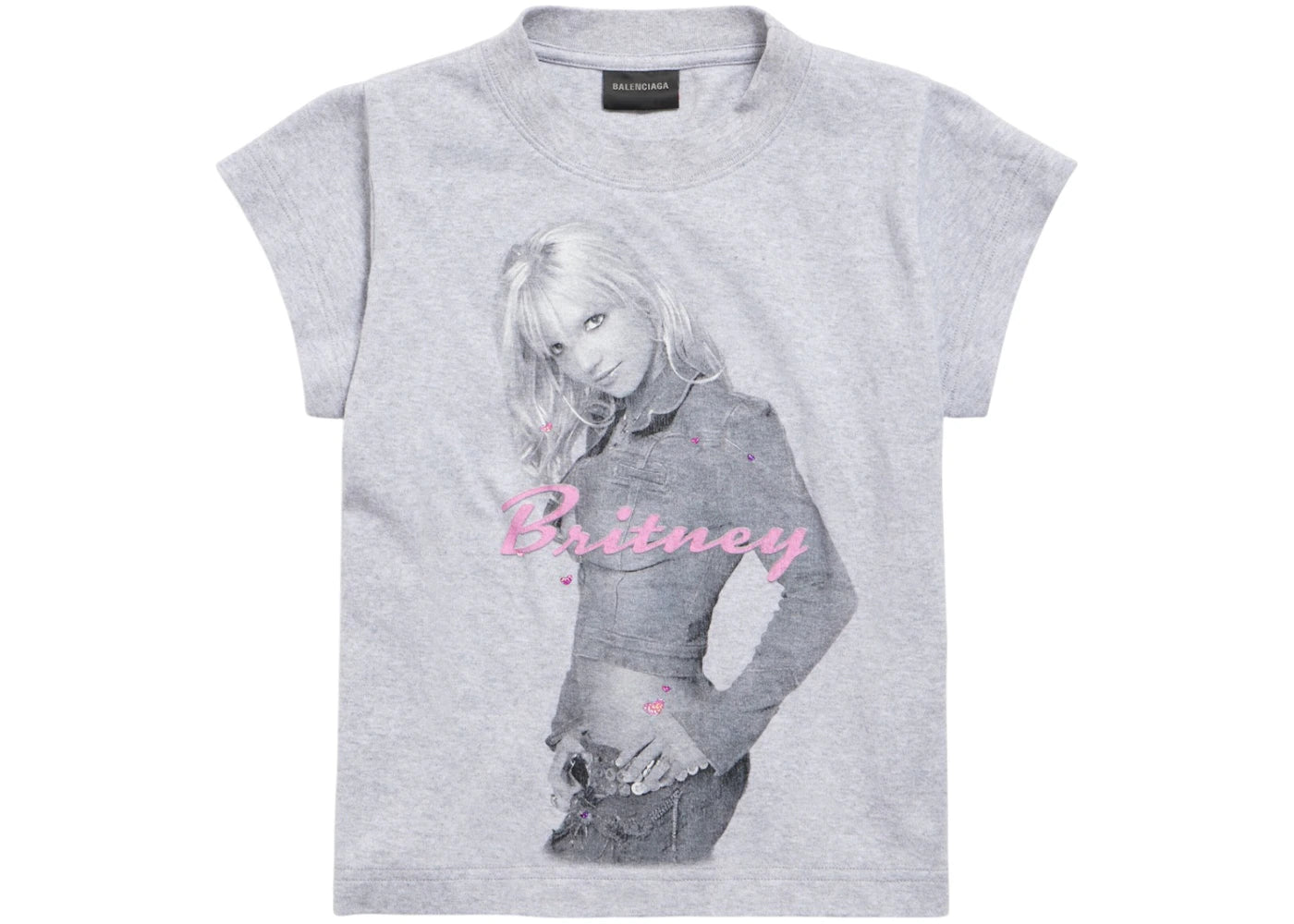 Balenciaga Music Britney Spears Series Shrunk T-shirt Light Grey/Pink