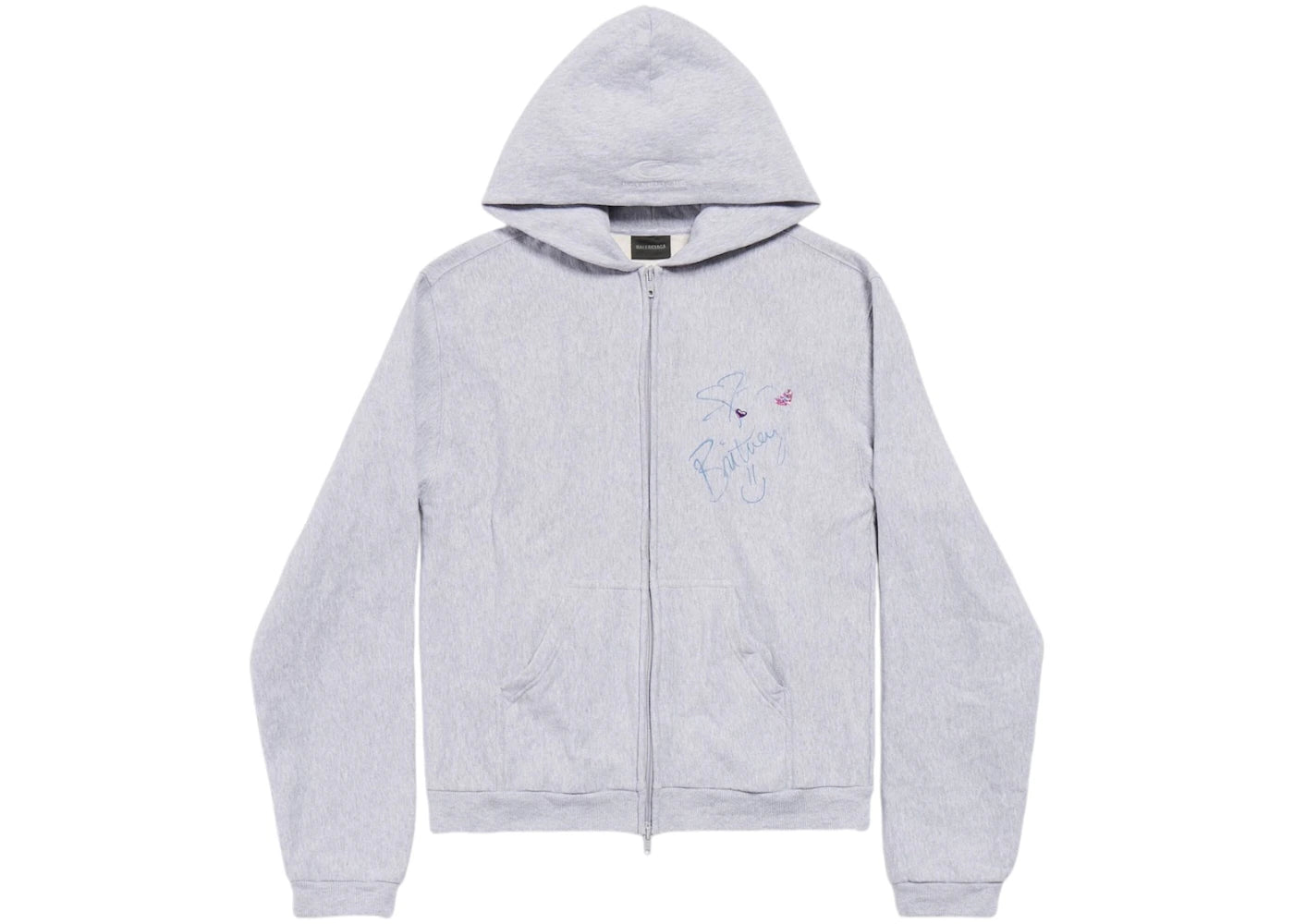 Balenciaga Music Britney Spears Series Zip-Up Hoodie Regular Fit Light Grey/Pink