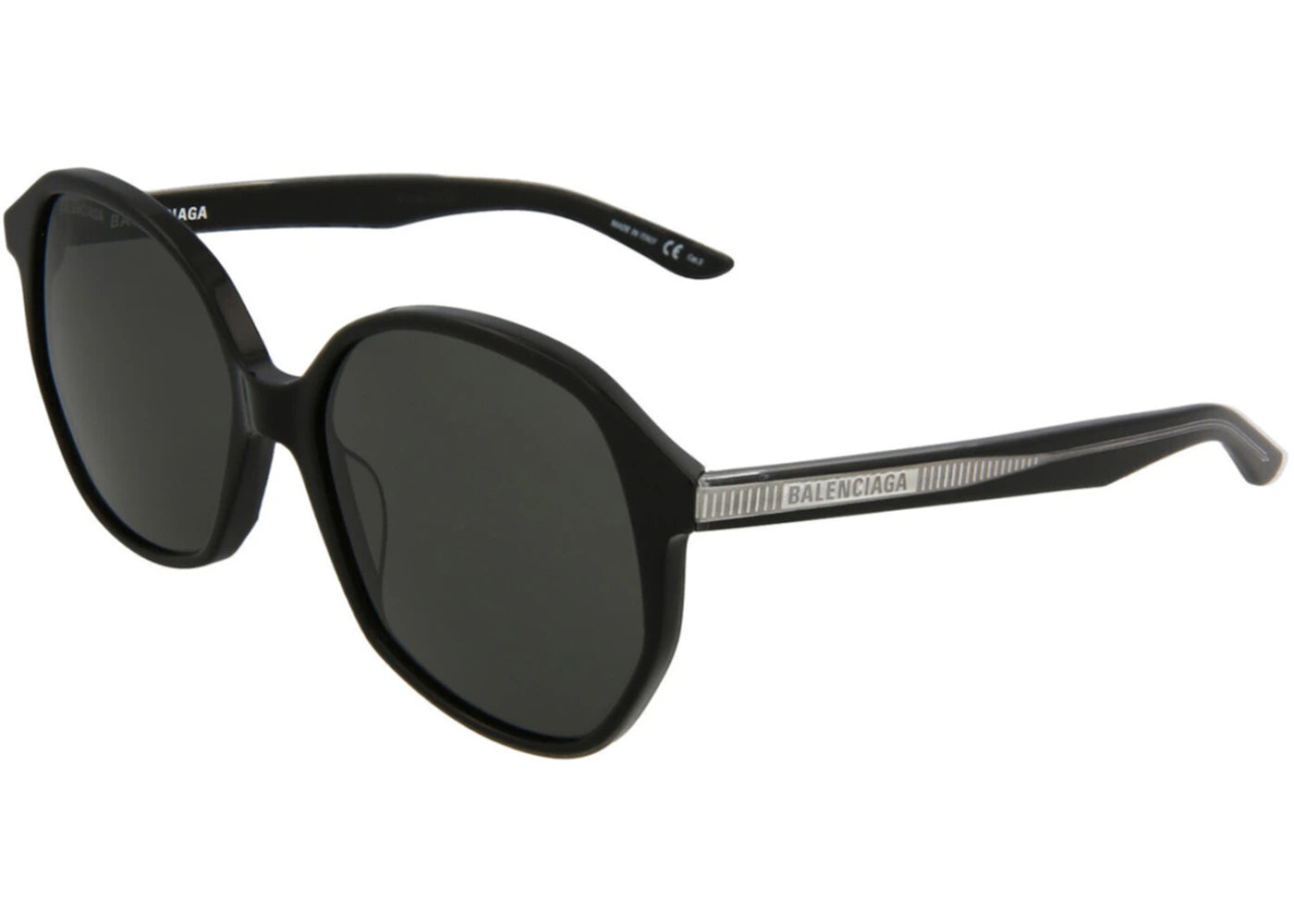 Balenciaga Oversized Round Acetate Sunglasses Black/Grey (BB0005S-30006545-001)