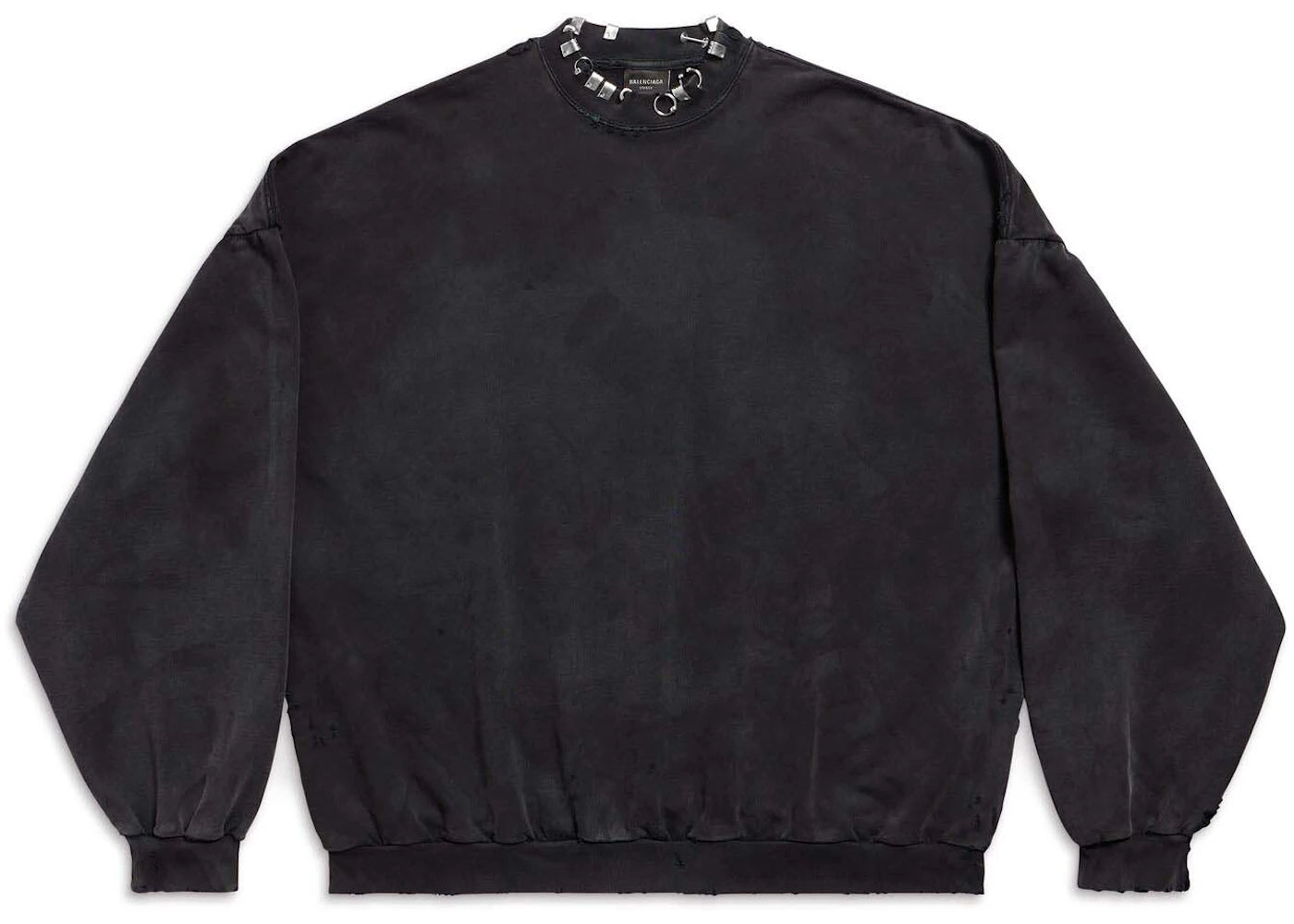 Balenciaga Pierced Round Sweatshirt Oversized in Black Faded Black