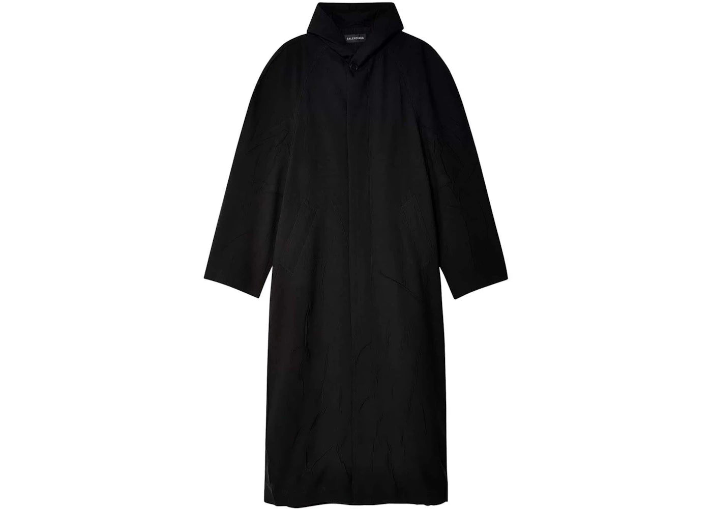 Balenciaga Raglan Hooded Coat Black