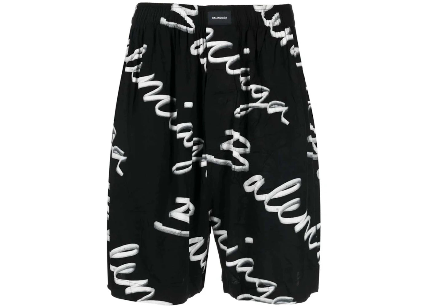 Balenciaga Scribble Logo Bermuda Shorts Black