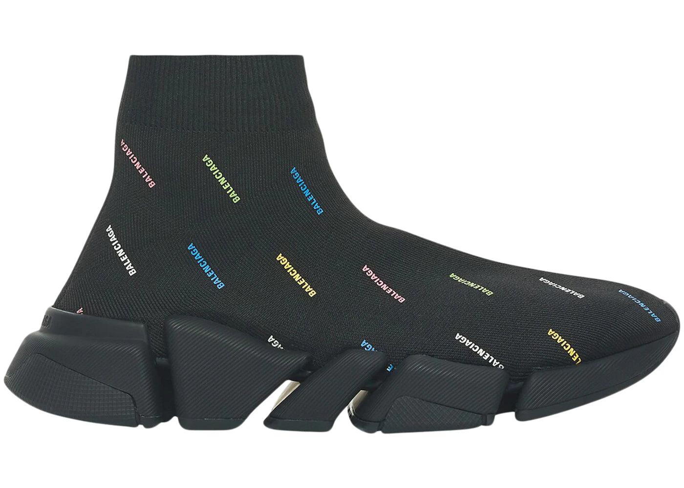 Balenciaga Speed 2.0 AllOver Logo Recycled Knit Black Multicolor (Women's)